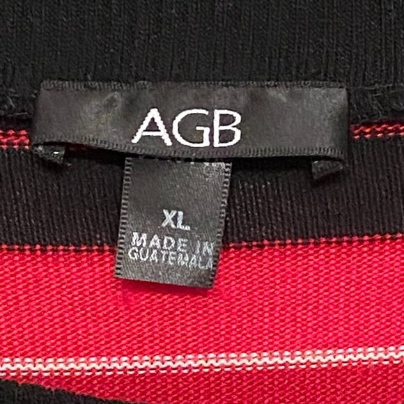 Vintage AGB Boat Neck Lightweight Knit Top Striped Reds/Pinks/Black Size (XL) - Picture 3 of 9